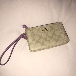 Double Corner Zip Wallet Wristlet Canvas